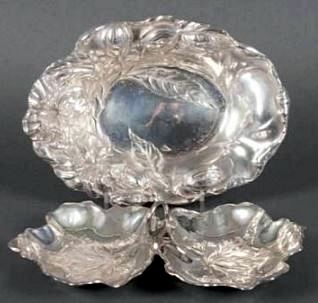 American French style repousse sterling silver bowls